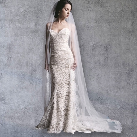 NEW Anna Maier Couture Lyon Lace Column Wedding Gown